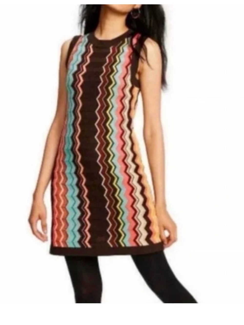 Missoni by Target Brown Multi Zigzag Knit Tank Dress